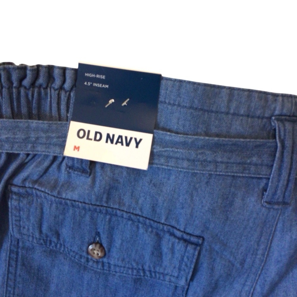 Old Navy Womens High Waisted Chambray Workwear 4.5” Shorts Size Medium - Picture 5 of 6
